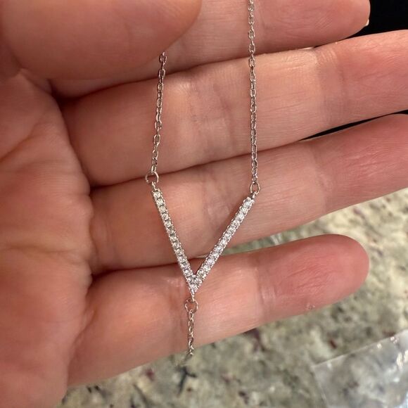 NEW AH Elegant Y Shape Tie Necklace Sterling Silver Chain Necklace - Picture 9 of 9